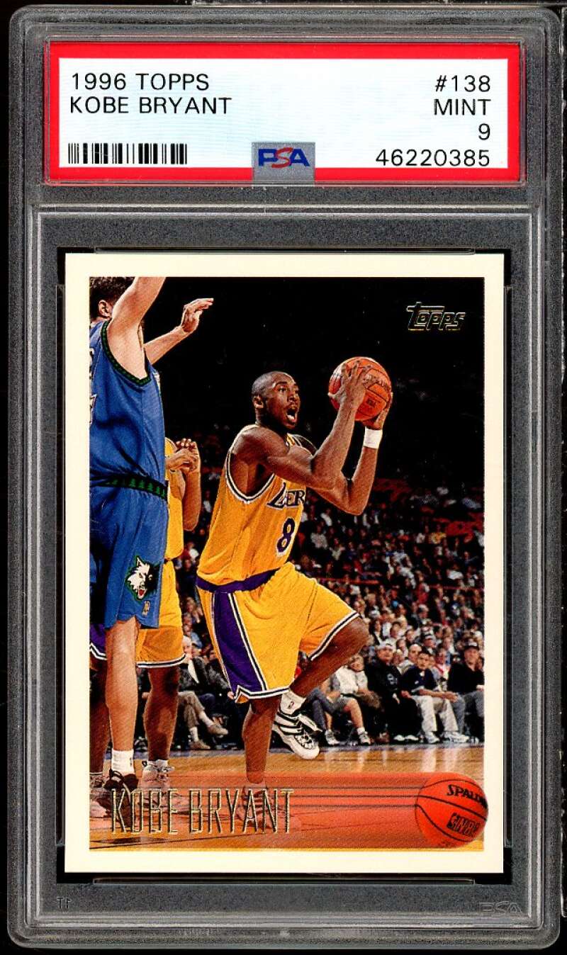 Kobe Bryant Rookie Card 1996-97 Topps #138 PSA 9 Image 1