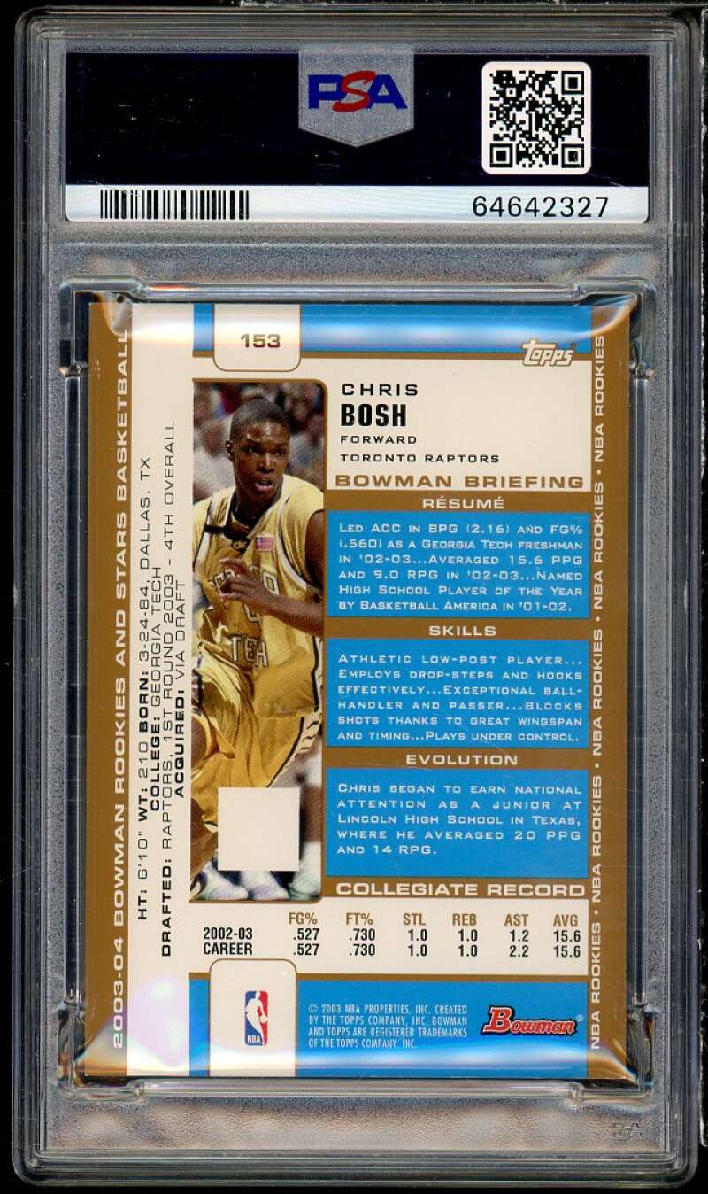 Chris Bosh Rookie Card 2003-04 Bowman Gold #153 PSA 7 Image 2