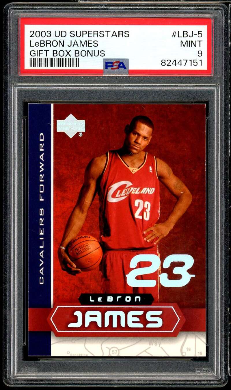 LeBron James Rookie Card 2003 UD Superstars Gift Box Bonus #LBJ-5 PSA 9 Image 1