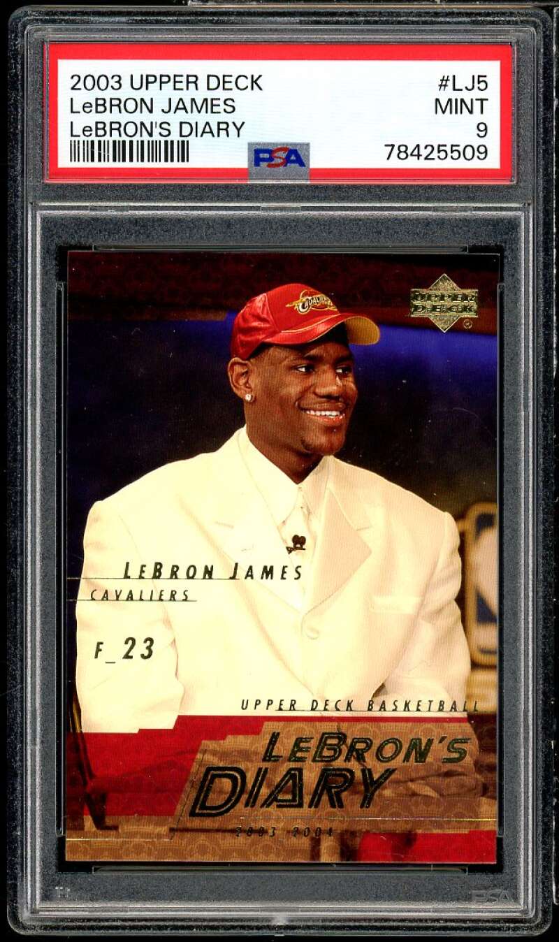 LeBron James Rookie Card 2003 Upper Deck LeBron's Diary #LJ5 PSA 9 Image 1