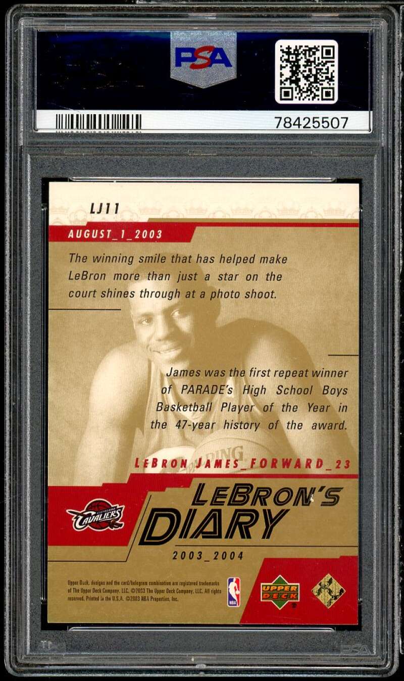 LeBron James Rookie Card 2003 Upper Deck LeBron's Diary #LJ11 PSA 9 Image 2