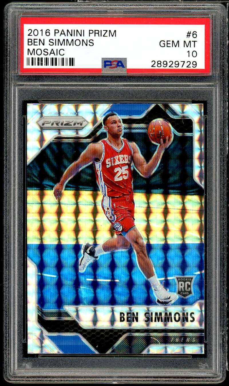 Ben Simmons Rookie Card 2016-17 Panini Prizm Mosaic #6 PSA 10 Image 1