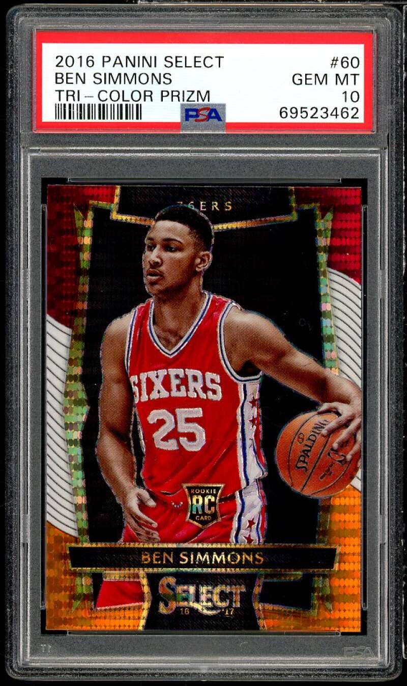 Ben Simmons Rookie Card 2016-17 Panini Select Tri-Color Prizm #60 PSA 10 Image 1