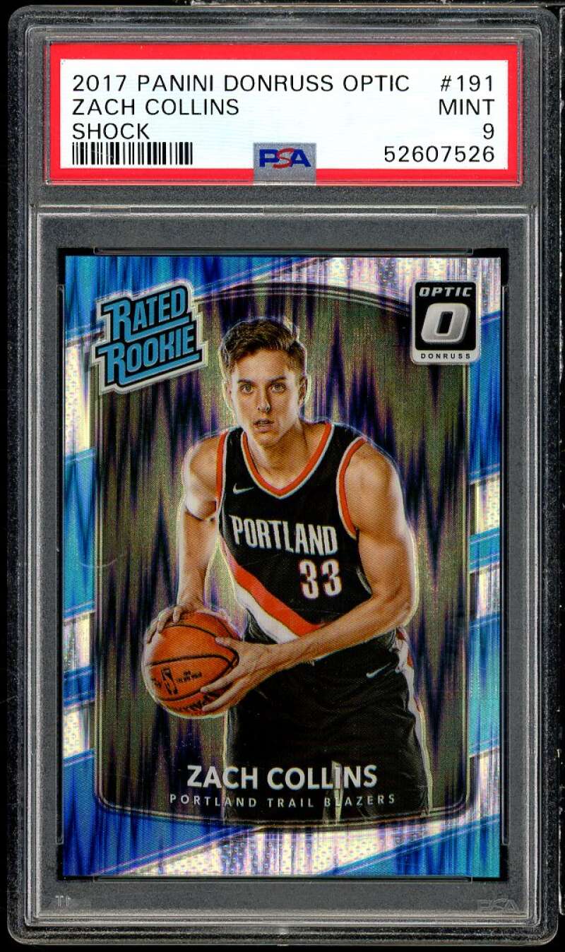 Zach Collins Rookie Card 2017-18 Panini Donruss Optic Shock #191 PSA 9 Image 1