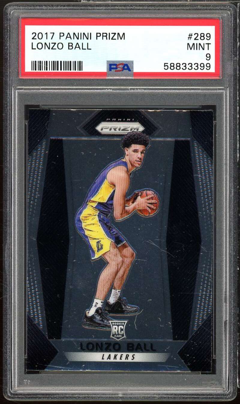 Lonzo Ball Rookie 2017-18 Panini Prizm #289 PSA 9 (light scratching on holder) Image 1