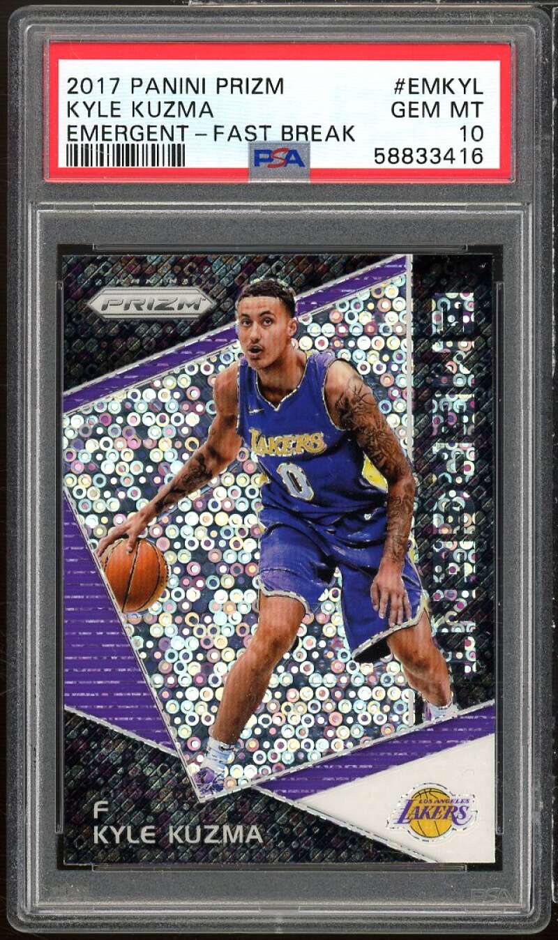 Kyle Kuzma Rookie Card 2017-18 Panini Prizm Emergent Fast Break #EMKYL PSA 10 Image 1