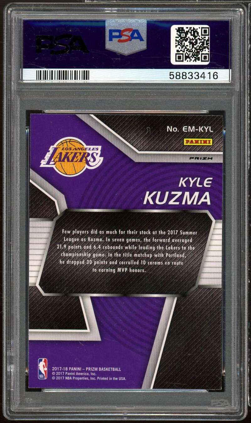 Kyle Kuzma Rookie Card 2017-18 Panini Prizm Emergent Fast Break #EMKYL PSA 10 Image 2