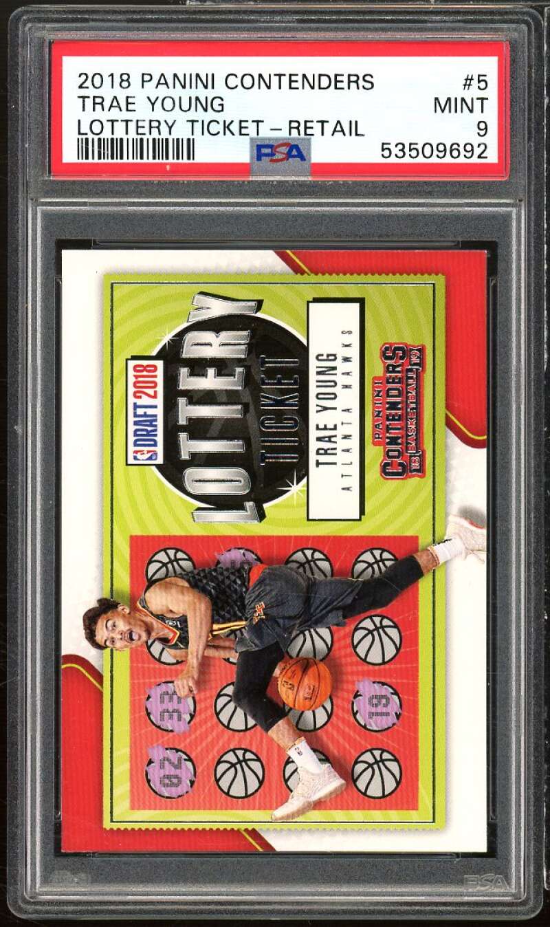 Trae Young Rookie Card 2018-19 Panini Contenders Lottery Ticket Retail #5 PSA 9 Image 1