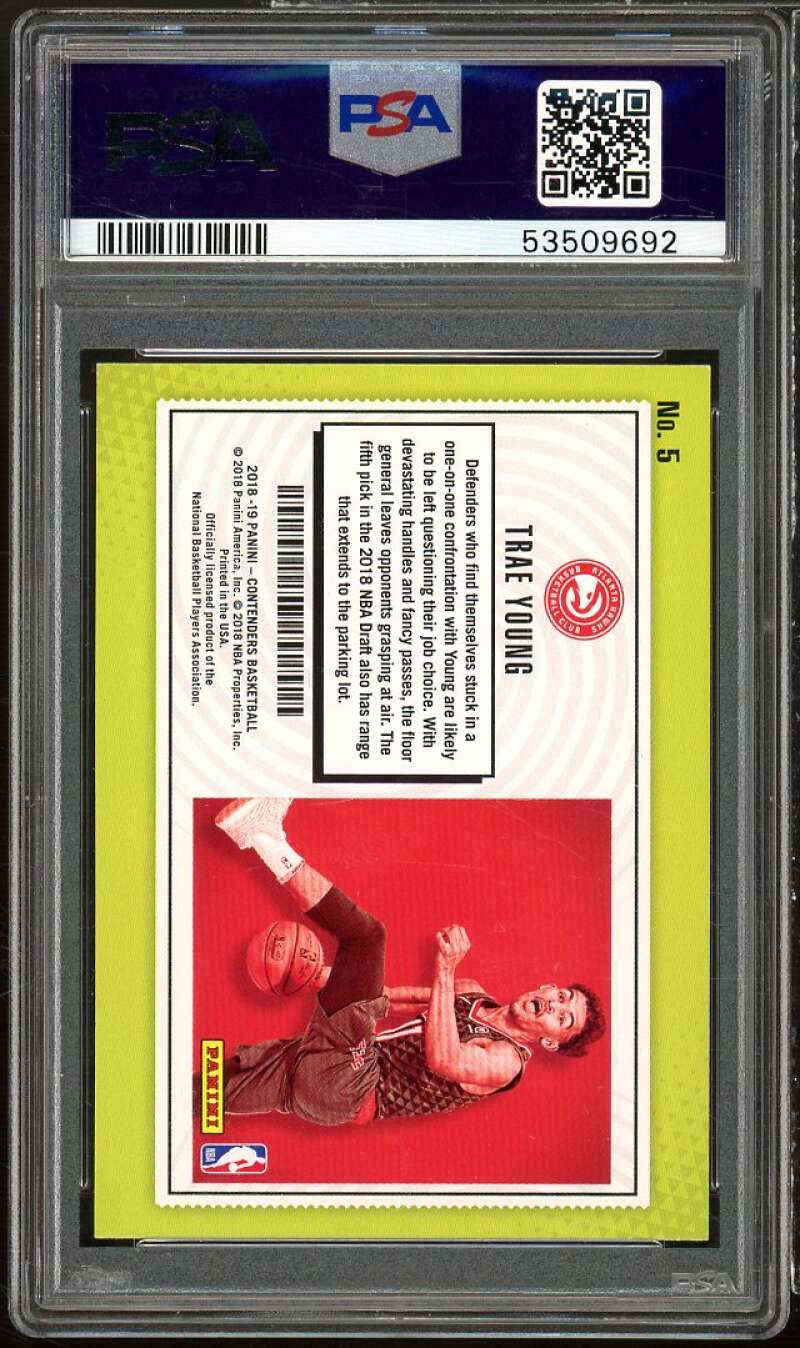 Trae Young Rookie Card 2018-19 Panini Contenders Lottery Ticket Retail #5 PSA 9 Image 2