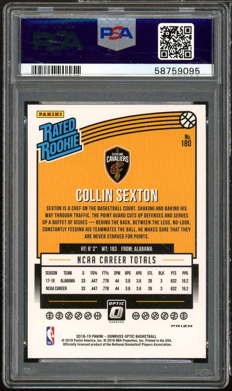 Collin Sexton Rookie Card 2018-19 Panini Donruss Optic Shock #180 PSA 8 Image 2