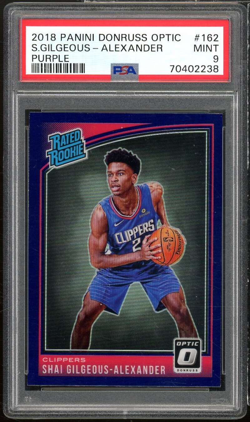 Shai Gilgeous-Alexander Rookie Card 2018-19 Donruss Optic Purple #162 PSA 9 Image 1