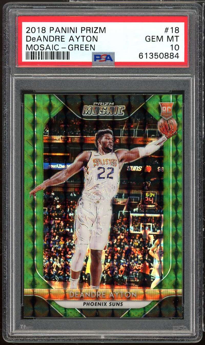 Deandre Ayton Rookie Card 2018-19 Panini Prizm Mosaic Green #18 PSA 10 Image 1