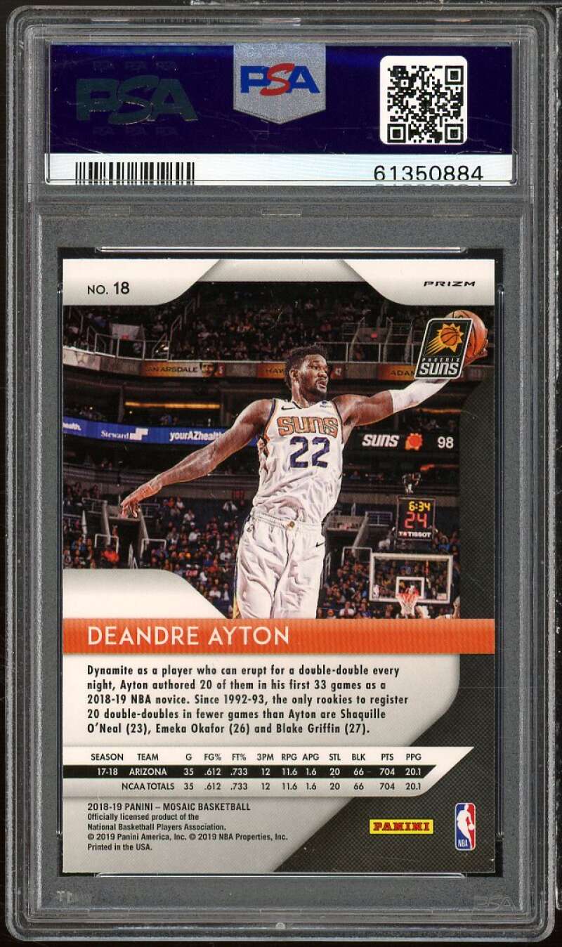 Deandre Ayton Rookie Card 2018-19 Panini Prizm Mosaic Green #18 PSA 10 Image 2