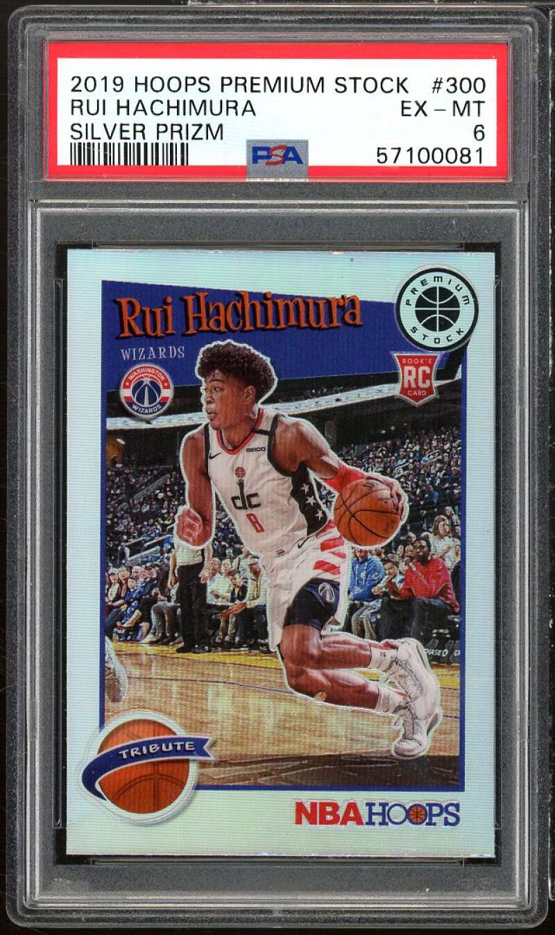 Rui Hachimura Rookie Card 2019-20 Hoops Premium Stock Silver Prizm #300 PSA 6 Image 1