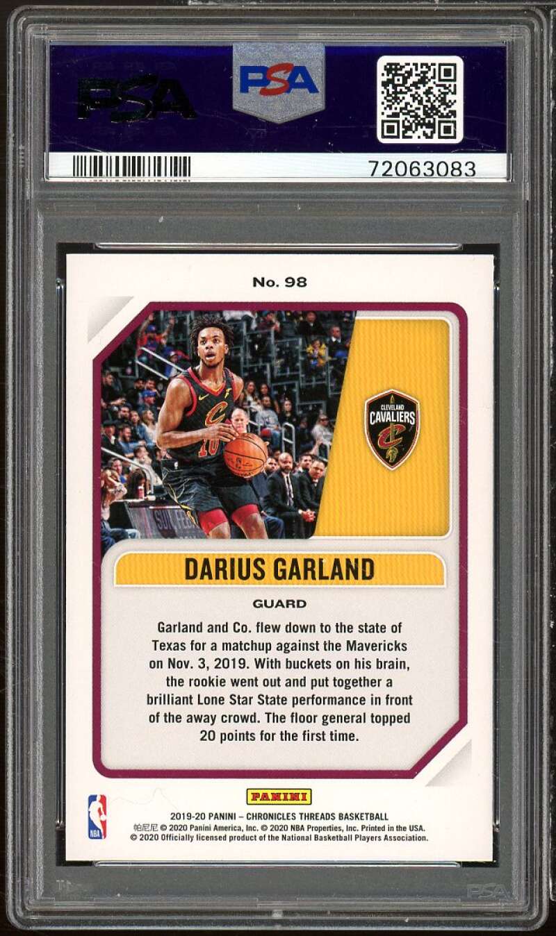 Darius Garland Rookie Card 2019-20 Panini Chronicles Bronze #98 PSA 10 Image 2