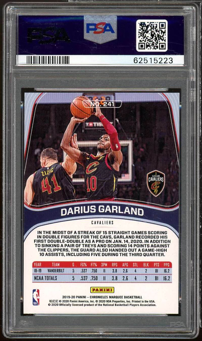 Darius Garland Rookie Card 2019-20 Panini Chronicles Bronze #241 PSA 9 Image 2