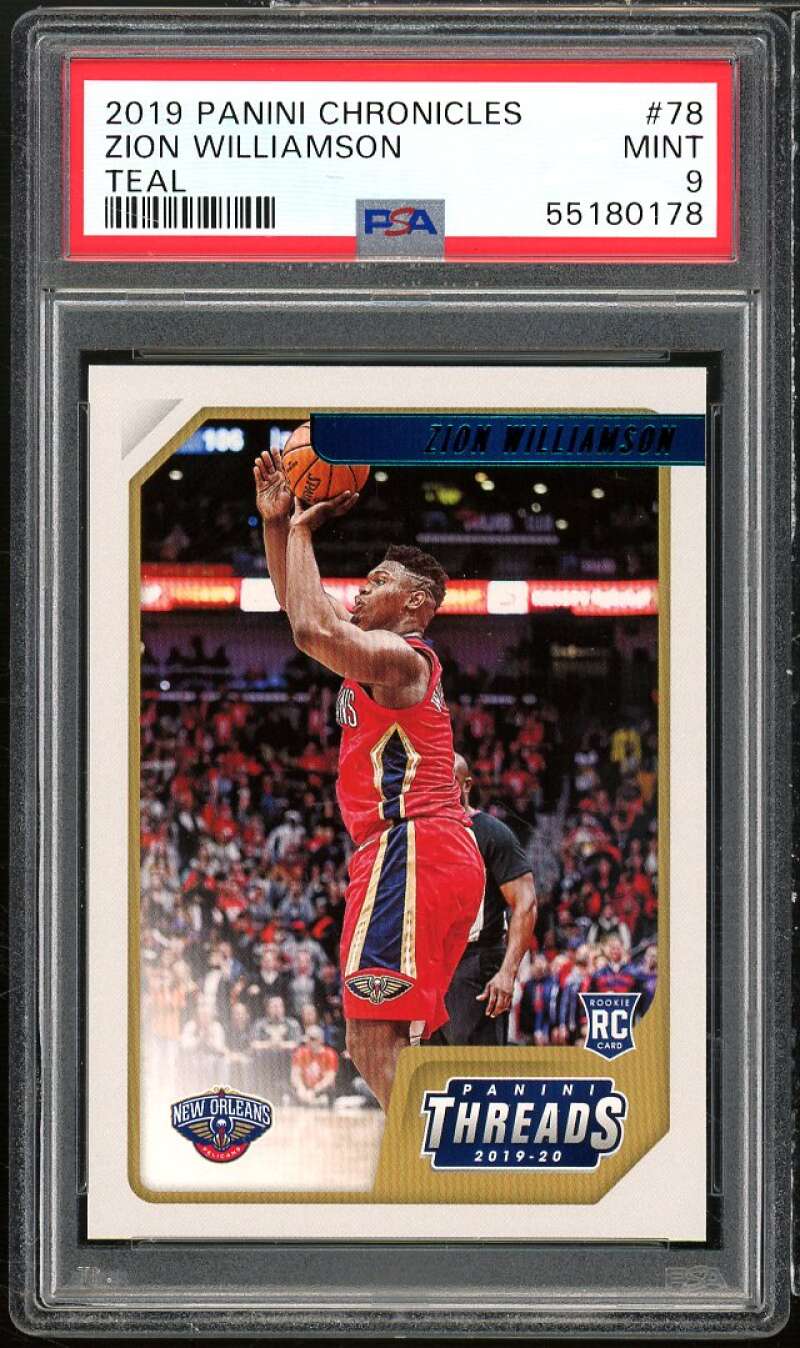 Zion Williamson Rookie Card 2019-20 Panini Chronicles Teal #78 PSA 9 Image 1