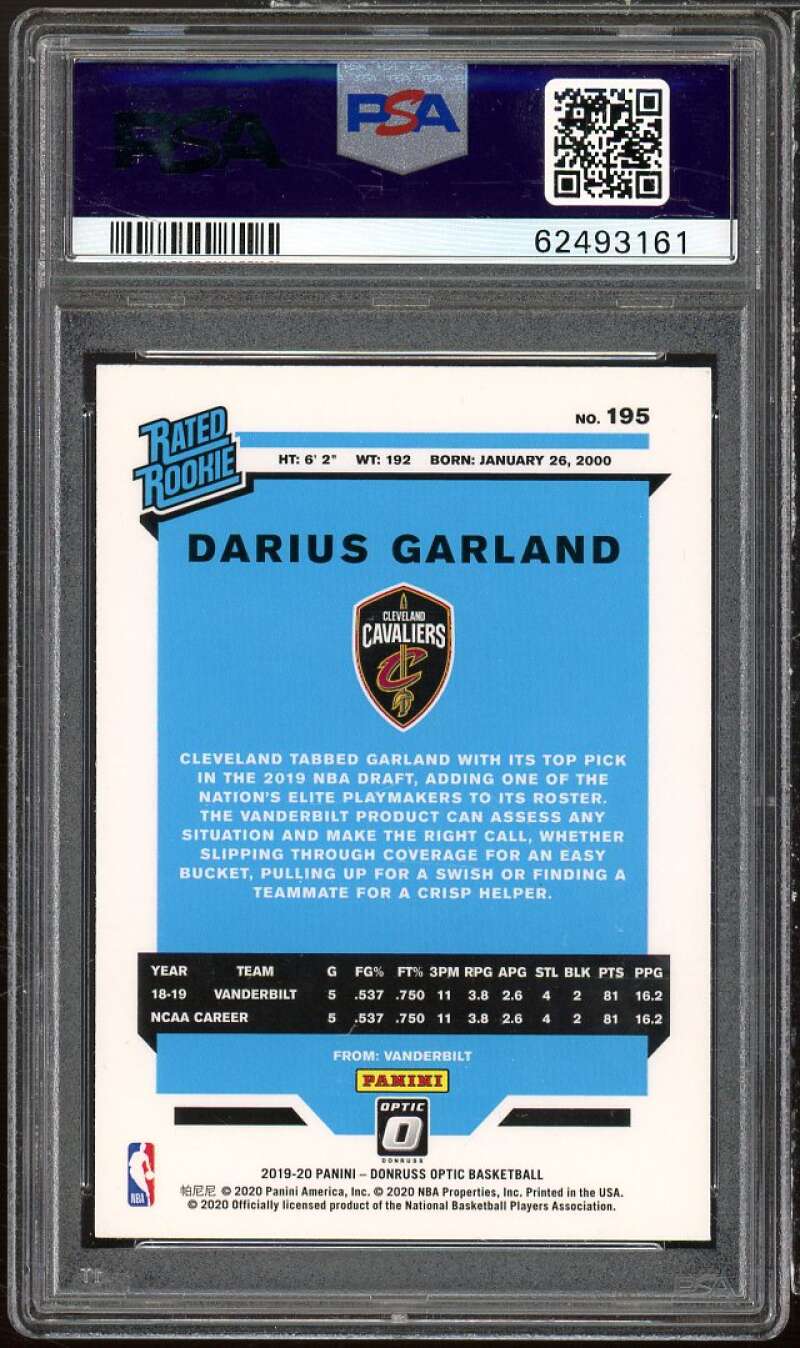 Darius Garland Rookie Card 2019-20 Panini Donruss Optic #195 PSA 10 Image 2