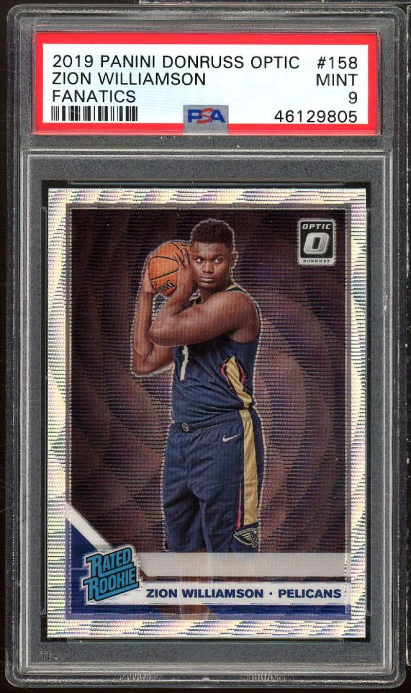 Zion Williamson Rookie Card 2019-20 Panini Donruss Optic Fanatics #158 PSA 9 Image 1