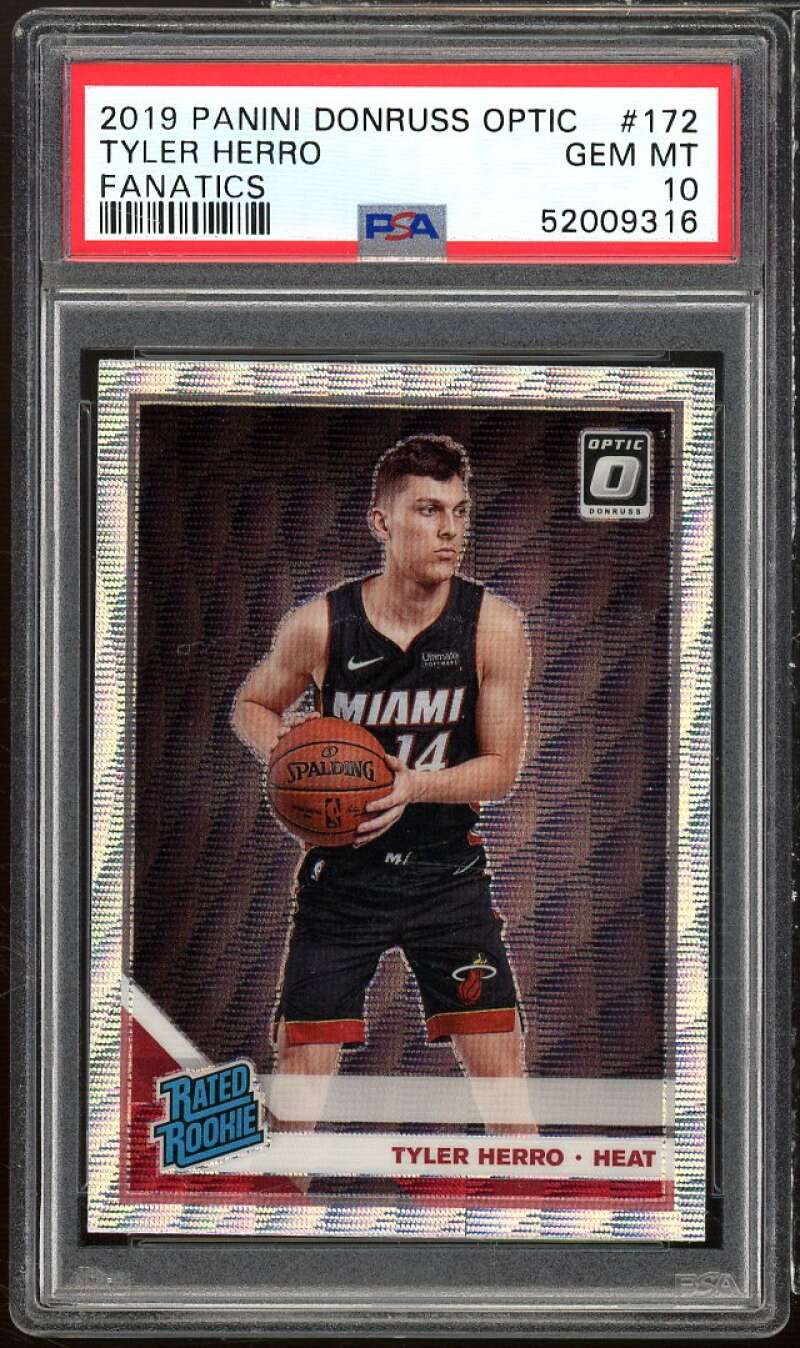 Tyler Herro Rookie Card 2019-20 Panini Donruss Optic Fanatics #172 PSA 10 Image 1