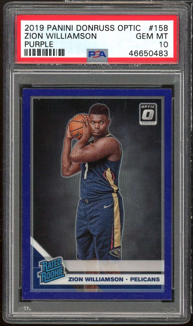 Zion Williamson Rookie Card 2019-20 Panini Donruss Optic Purple #158 PSA 10 Image 1