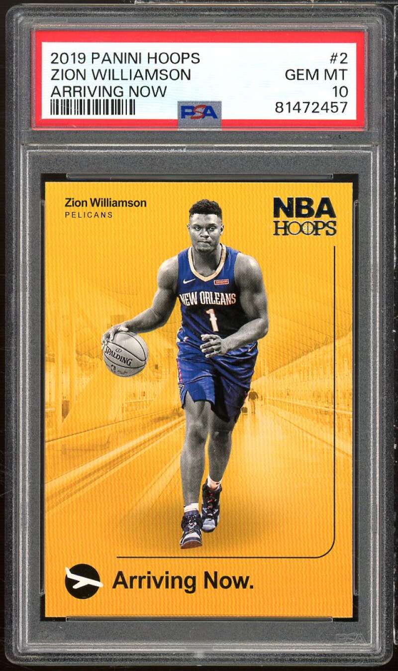 Zion Williamson Rookie Card 2019-20 Panini Hoops Arriving Now #2 PSA 10 Image 1