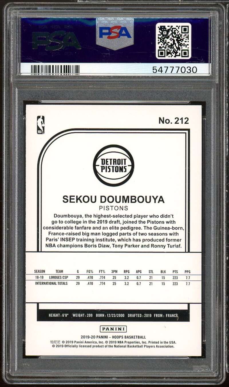 Sekou Doumbouya Rookie Card 2019-20 Panini Hoops Winter #212 PSA 9 Image 2