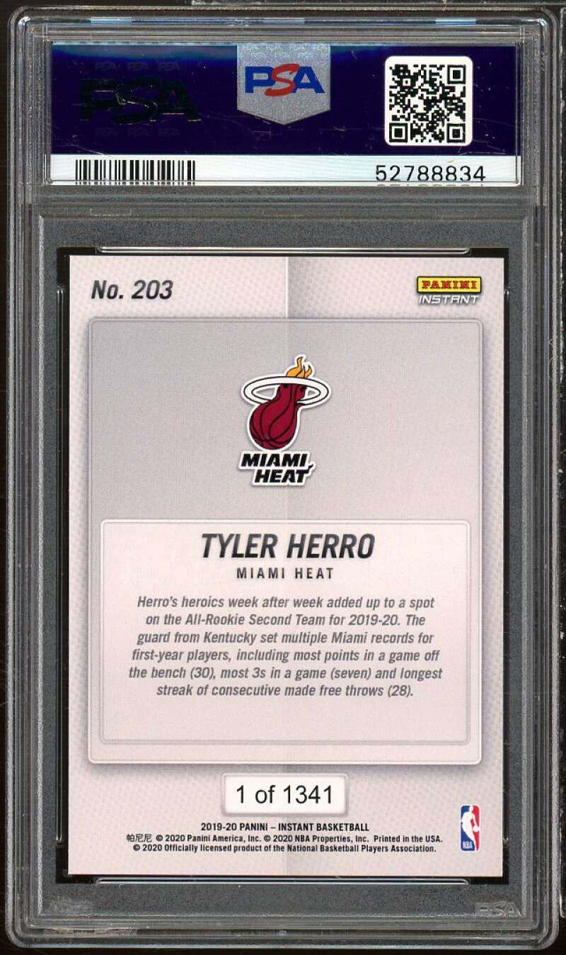 Tyler Herro Rookie Card 2019-20 Panini Instant #203 PSA 9 Image 2