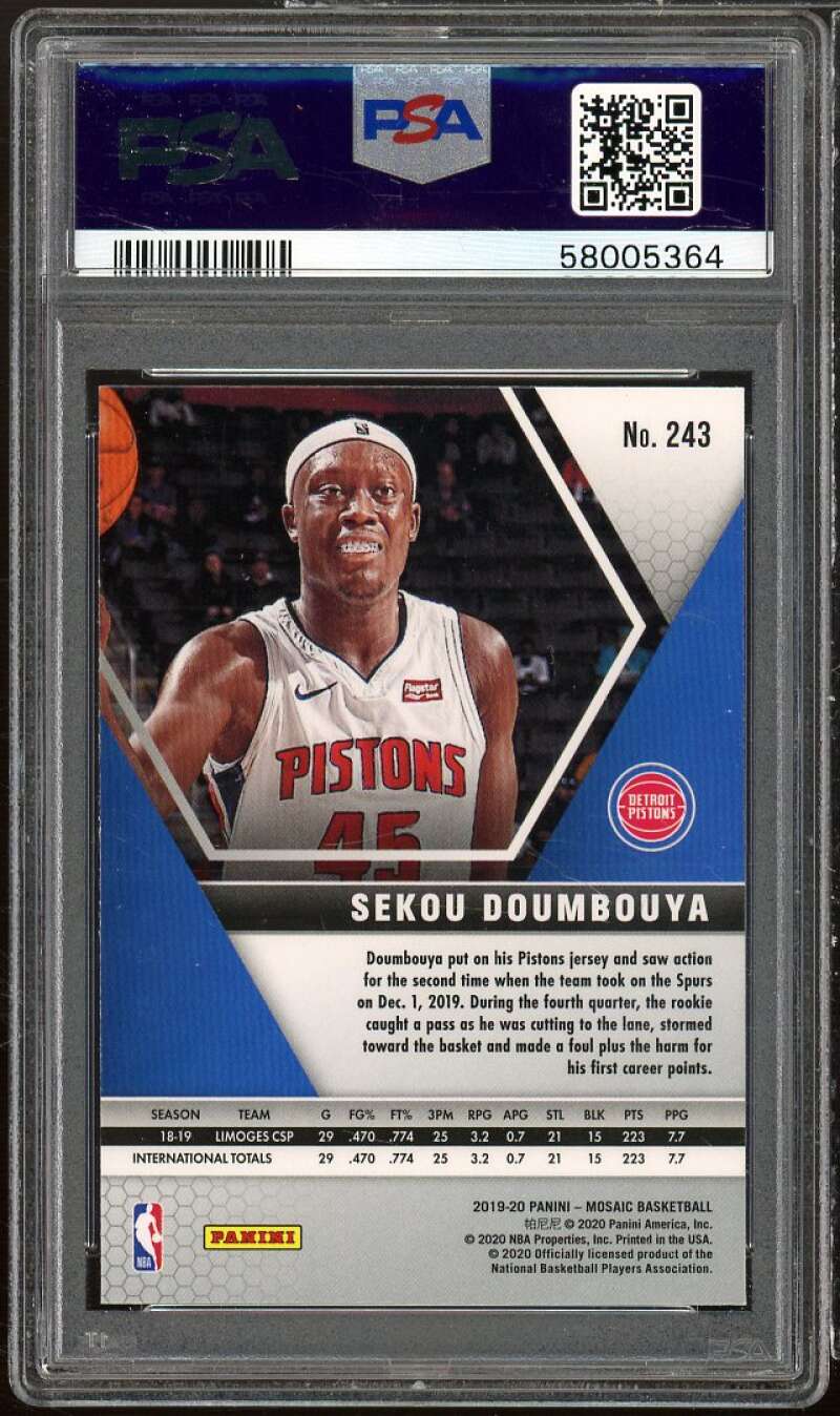 Sekou Doumbouya Rookie Card 2019-20 Panini Mosaic #243 PSA 9 Image 2