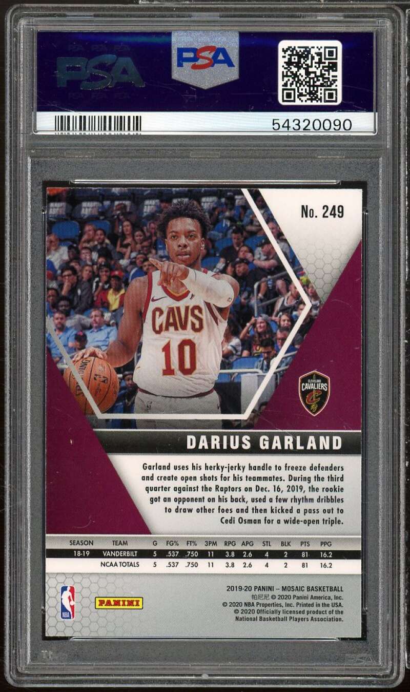 Darius Garland Rookie Card 2019-20 Panini Mosaic White Jersey #249 PSA 10 Image 2