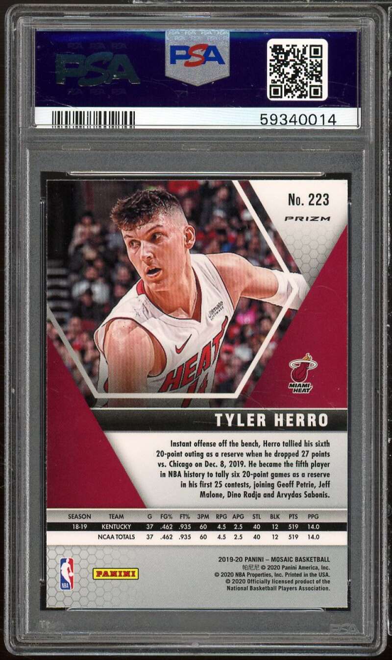 Tyler Herro Rookie Card 2019-20 Panini Mosaic Silver Prizm #223 PSA 9 Image 2