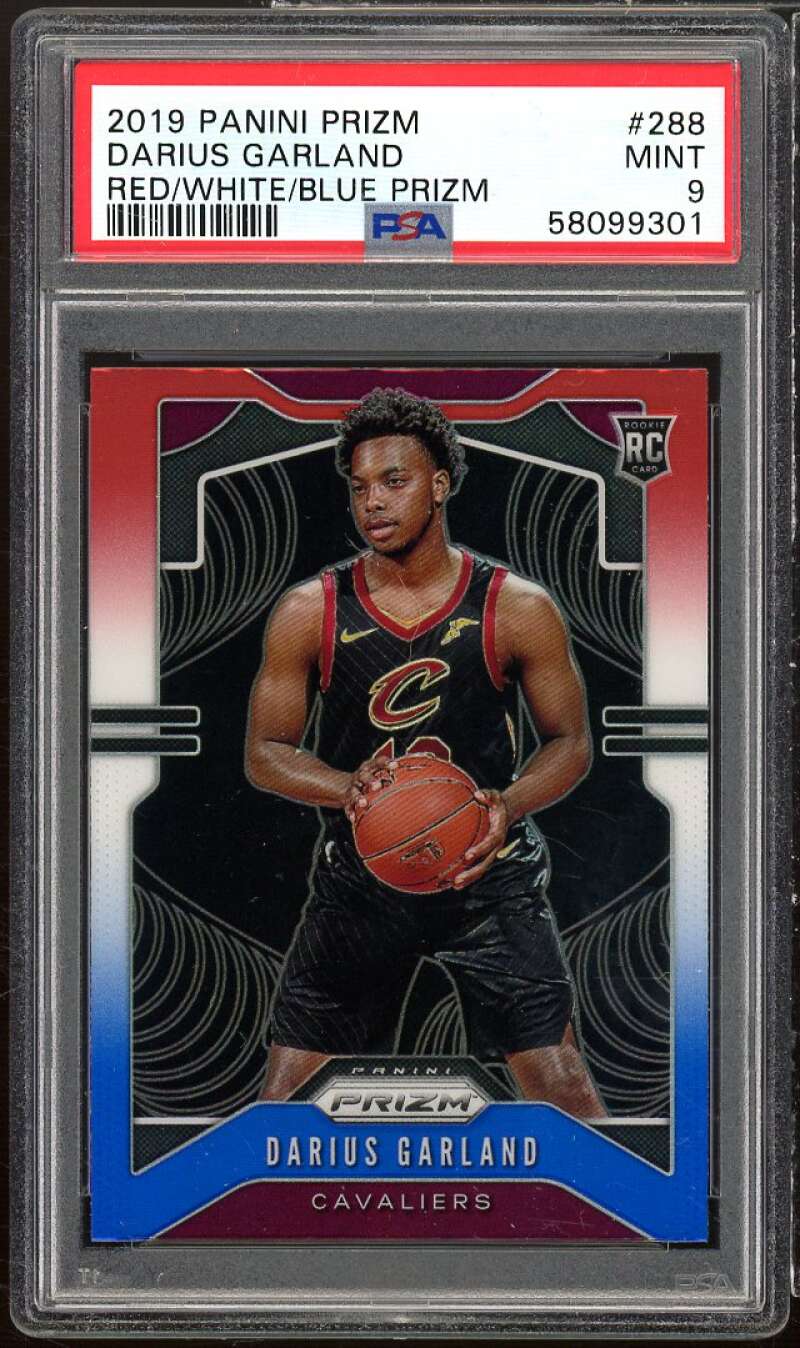 Darius Garland Rookie Card 2019-20 Panini Prizm Prizms Red/White/Blue #288 PSA 9 Image 1