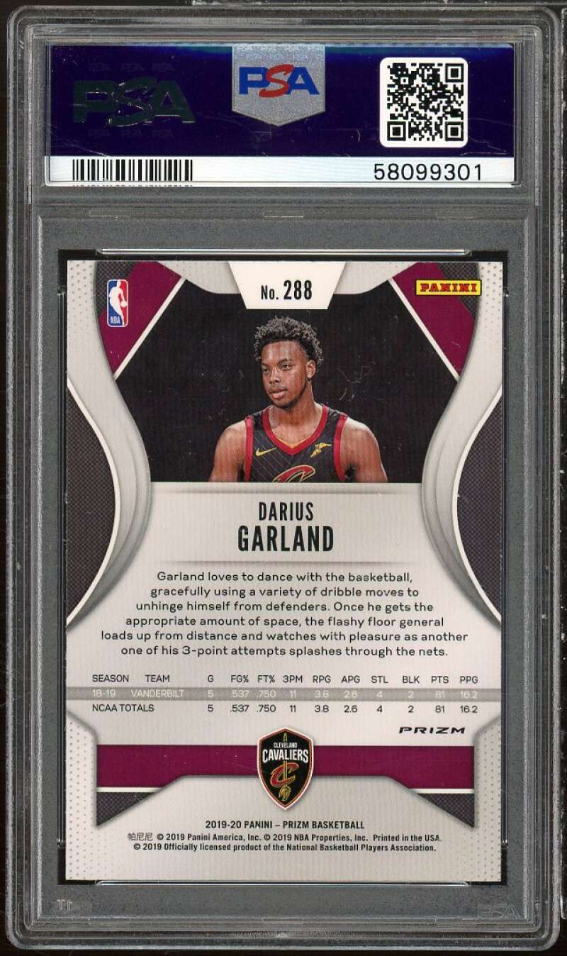 Darius Garland Rookie Card 2019-20 Panini Prizm Prizms Red/White/Blue #288 PSA 9 Image 2