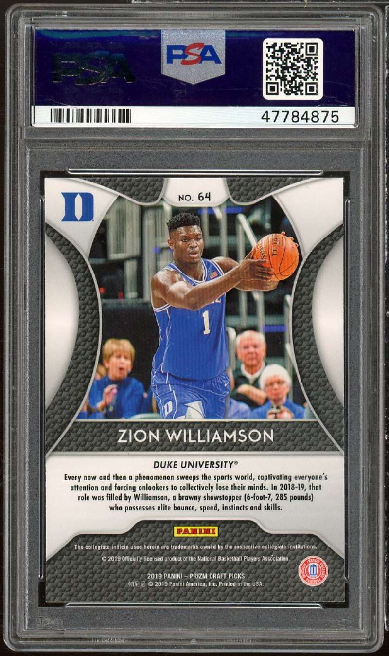 Zion Williamson Rookie Card 2019-20 Panini Prizm DP #64 PSA 9 Image 2