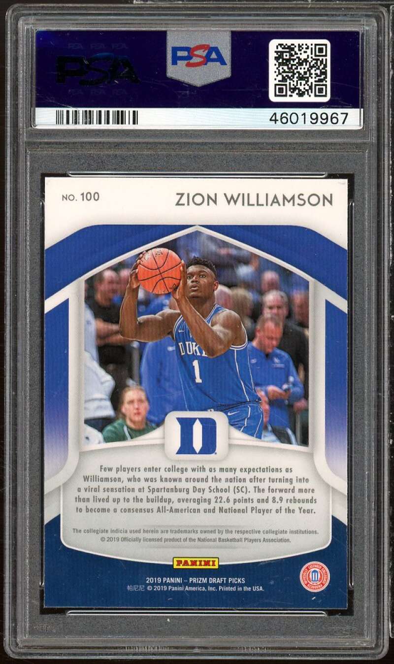 Zion Williamson Rookie Card 2019-20 Panini Prizm DP #100 PSA 9 Image 2