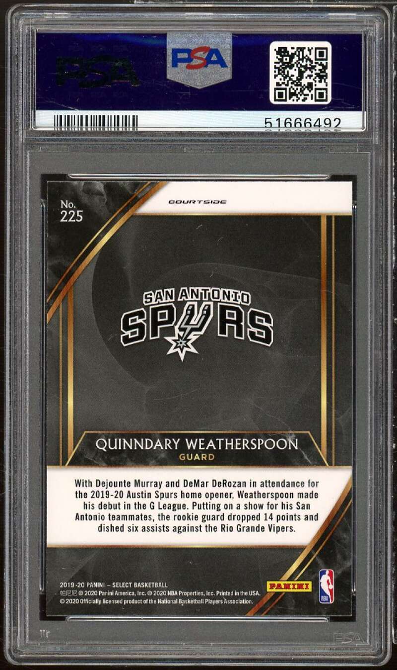 Quinndary Weatherspoon Rookie Card 2019-20 Panini Select #225 PSA 9 Image 2