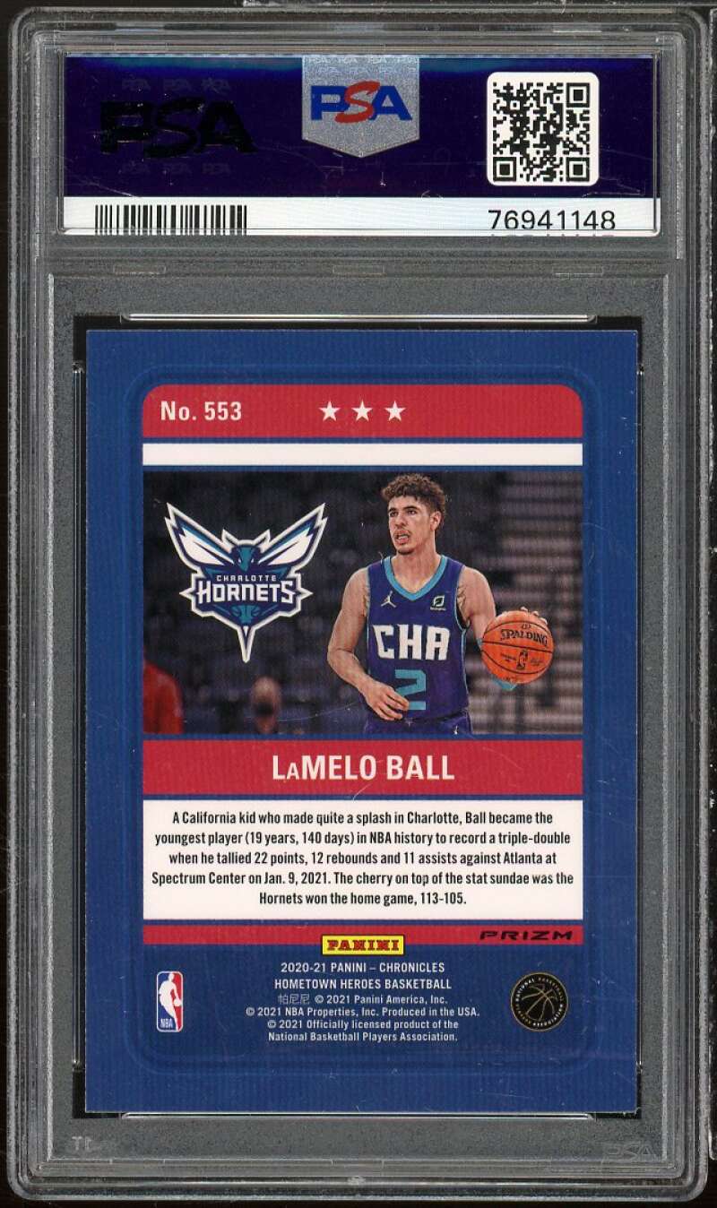 LaMelo Ball Rookie Card 2020-21 Panini Chronicles Silver #553 PSA 10 Image 2