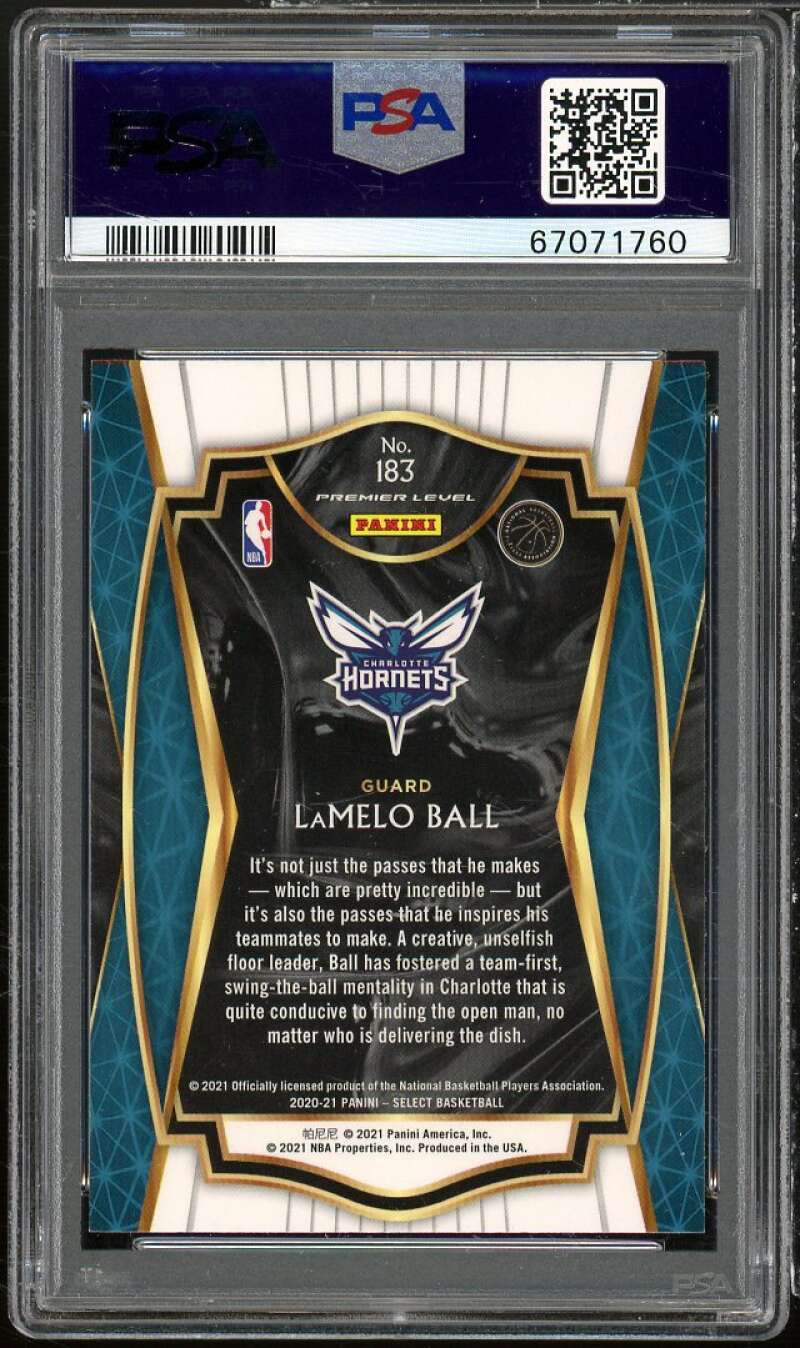 LaMelo Ball Rookie Card 2020-21 Panini Select Blue Retail #183 PSA 9 Image 2