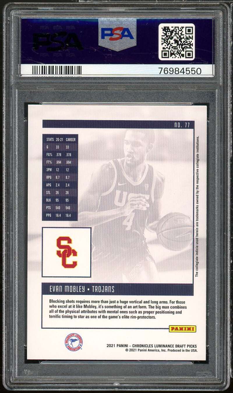 Evan Mobley Rookie Card 2021-22 Chronicles DP #77 PSA 10 Image 2