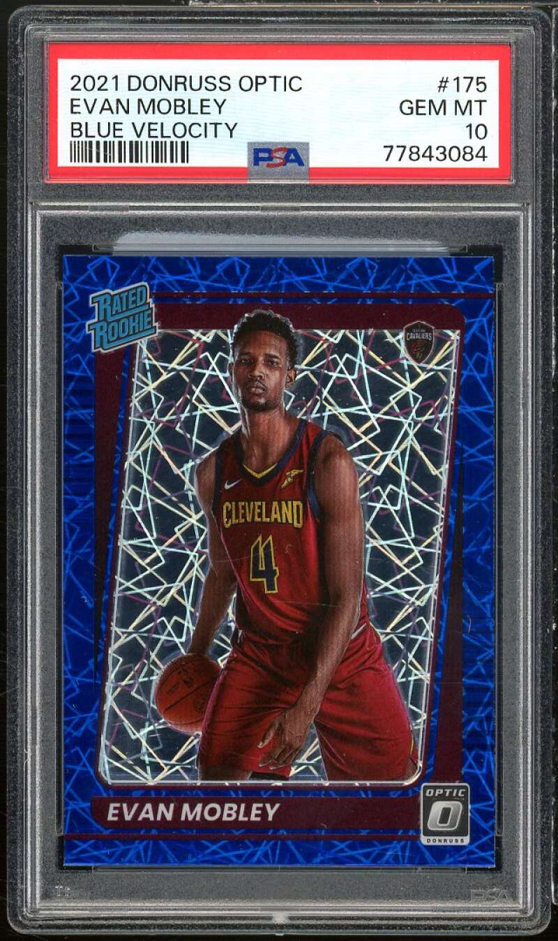 Evan Mobley Rookie Card 2021-22 Donruss Optic Blue Velocity #175 PSA 10 Image 1