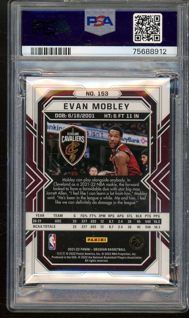 Evan Mobley Rookie Card 2021-22 Panini Obsidian #153 PSA 9 Image 2