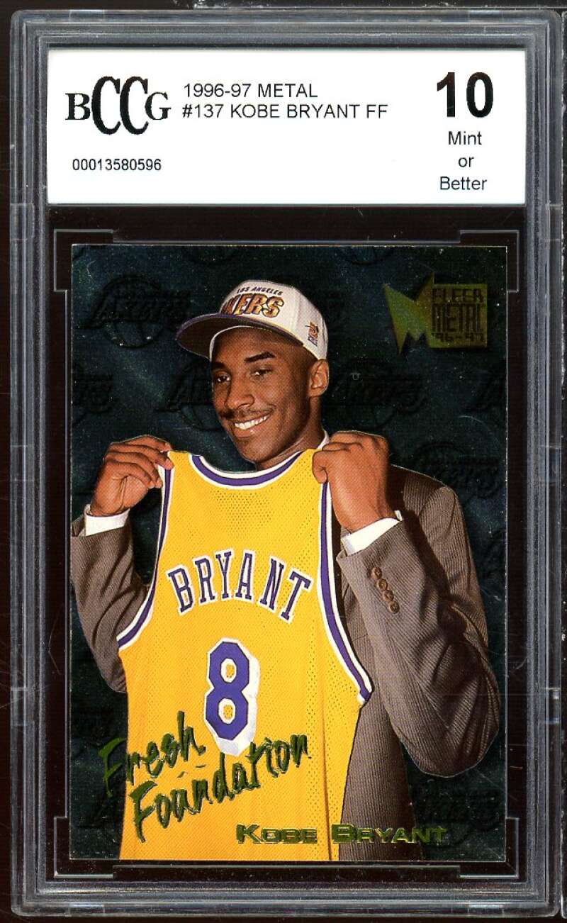 1996-97 Metal #137 Kobe Bryant FF Rookie Card BGS BCCG 10 Mint+ Image 1