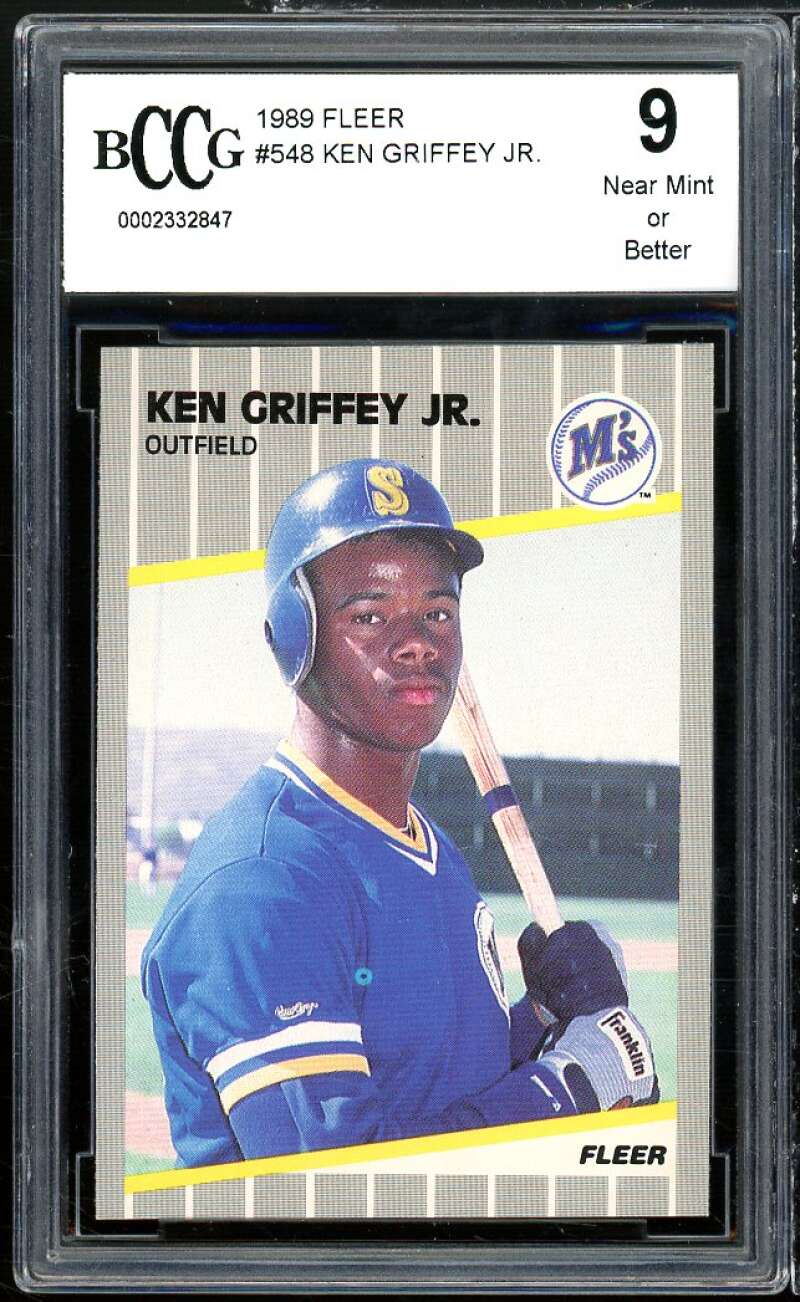 1989 Fleer #548 Ken Griffey Jr. Rookie Card BGS BCCG 9 Near Mint+ Image 1