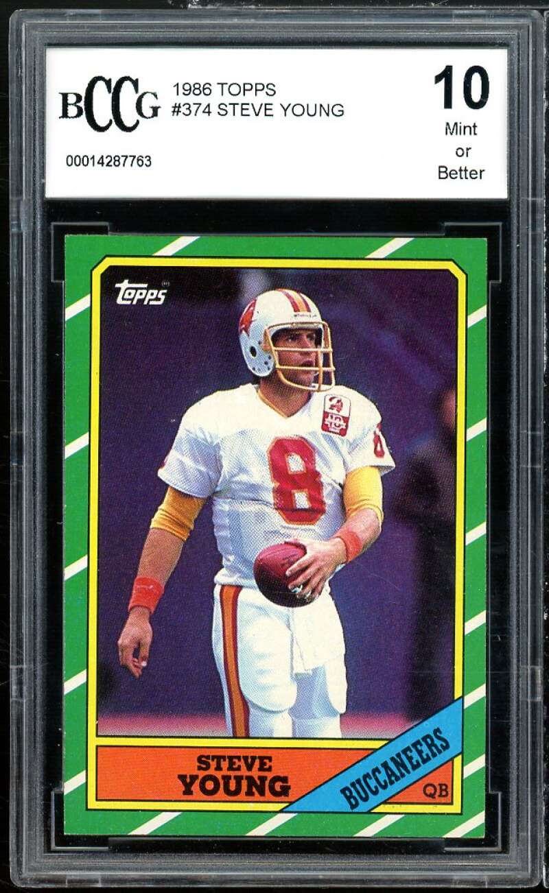 1986 Topps #374 Steve Young Rookie Card BGS BCCG 10 Mint+ Image 1