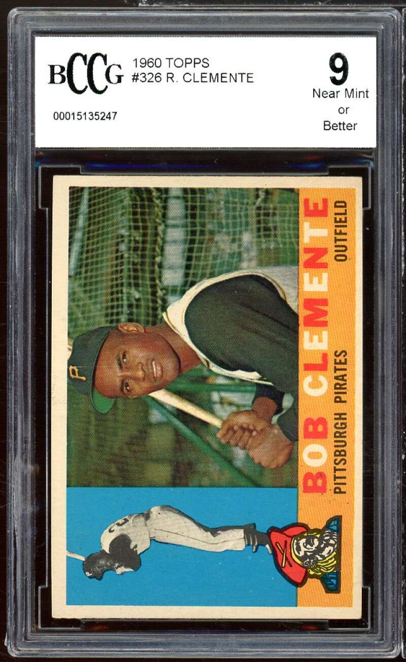 1960 Topps #326 Bob Clemente Card BGS BCCG 9 Near Mint+ Image 1