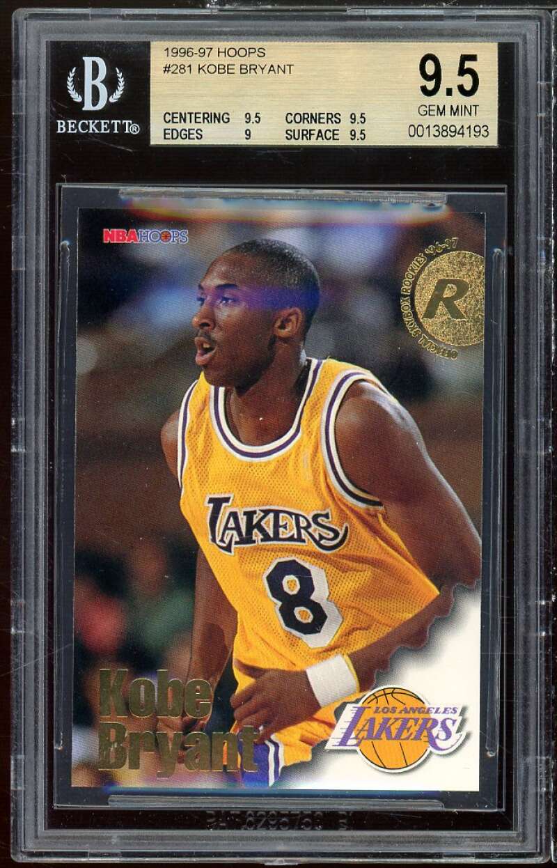 Kobe Bryant Rookie Card 1996-97 Hoops #281 BGS 9.5 (9.5 9.5 9 9.5) Image 1