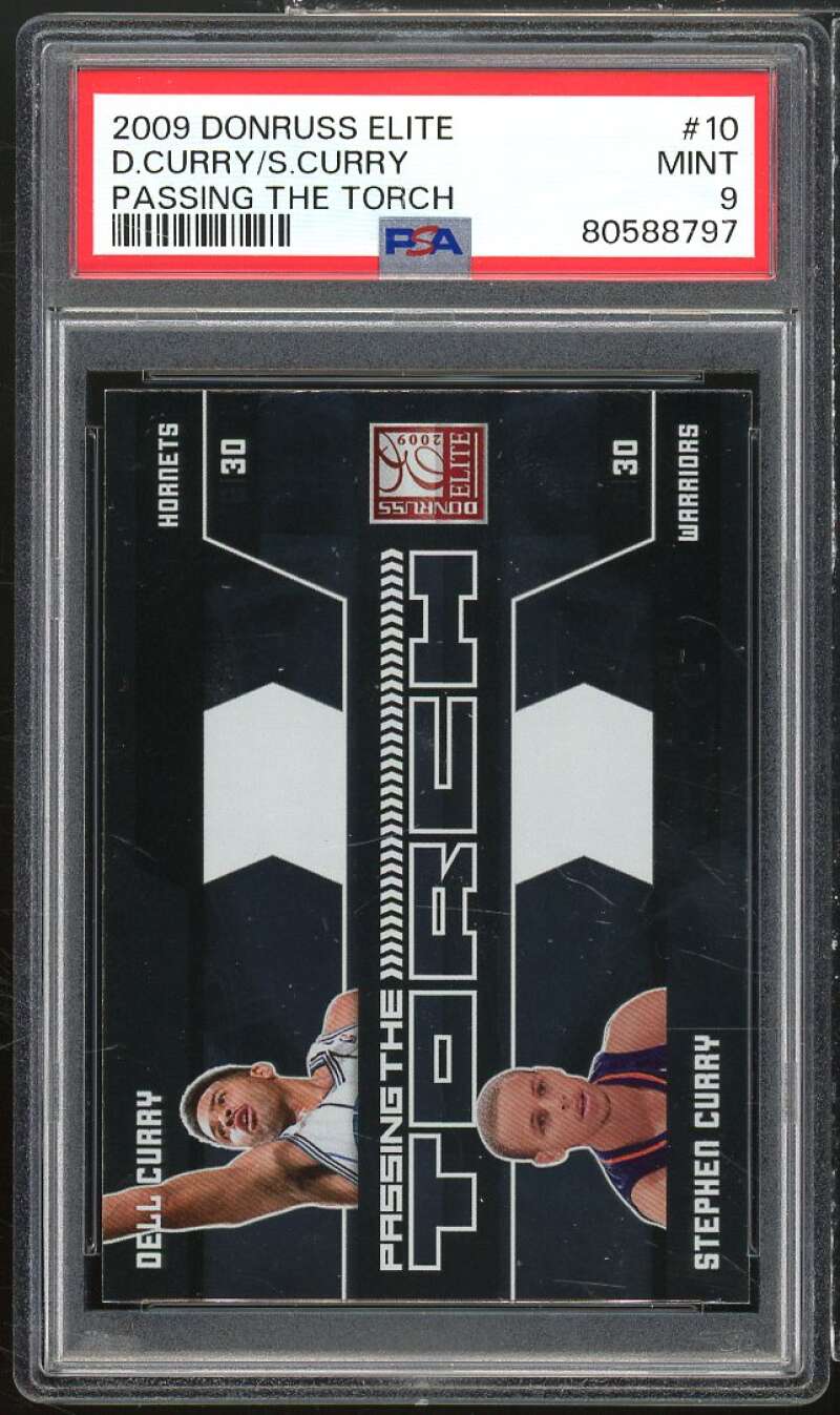 Dell/Stephen Curry Rookie Card 2009-10 Donruss Elite Passing the Torch #10 PSA 9 Image 1