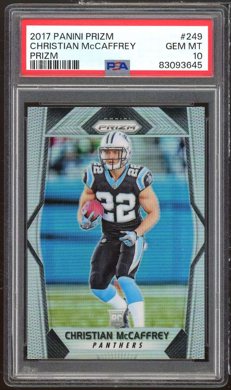 Christian McCaffrey Rookie Card 2017 Panini Prizm Prizm #249 PSA 10 Image 1