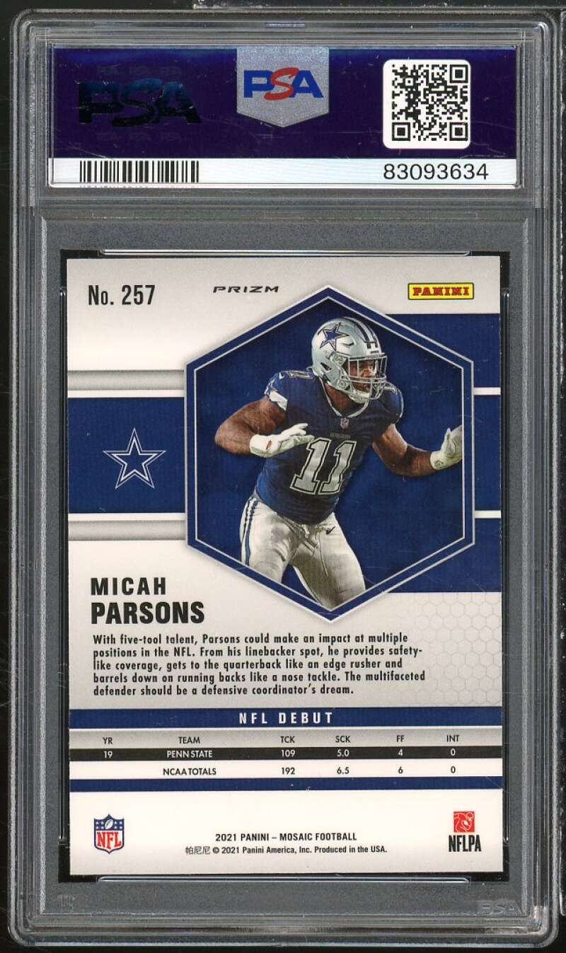 Micah Parsons Rookie Card 2021 Mosaic Mosaic #257 PSA 10 Image 2