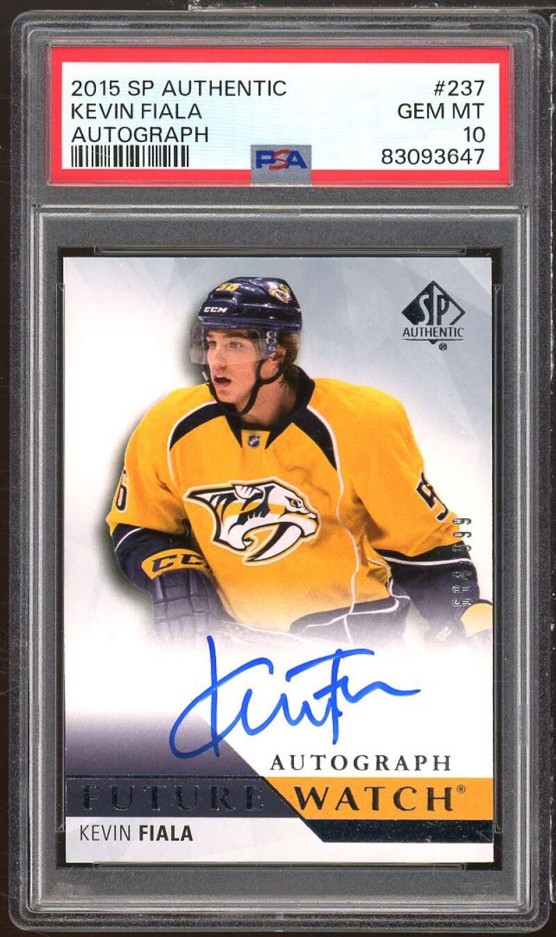 Kevin Fiala Rookie Card 2015-16 SP Authentic Autograph #237 PSA 10 Image 1